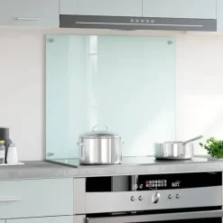 Spisar-Stänkskydd i härdat glas - Värmebeständigt och reptåligt | Färg: Vit | Storlek: 70x60 cm