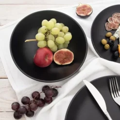 Stor djup tallrik för sopprätter Keramik Svart 20,5 cm 800 ml