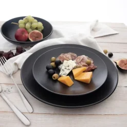 Stor djup tallrik för sopprätter Keramik Svart 20,5 cm 800 ml