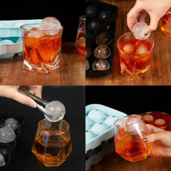 Isformar-Stor Silikon Isform för 8st Isbollar Runda Isbitar Kulor