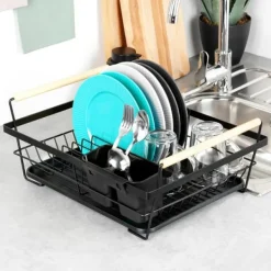 Diskställ & Torkställ-Stora Stående Diskavloppsbrickor Bestick Svart Metall 45 cm