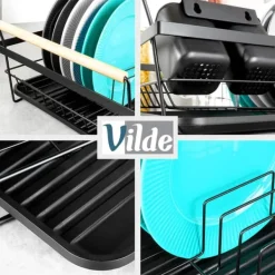 Diskställ & Torkställ-Stora Stående Diskavloppsbrickor Bestick Svart Metall 45 cm