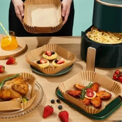 Bakning-STORPACK Fyrkantiga Air Fryer Papper 300-pack för Luftfritös 17cm