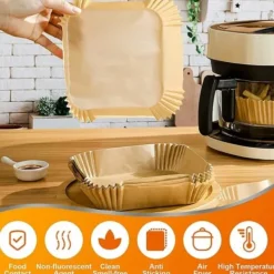 Bakning-STORPACK Fyrkantiga Air Fryer Papper 300-pack för Luftfritös 17cm