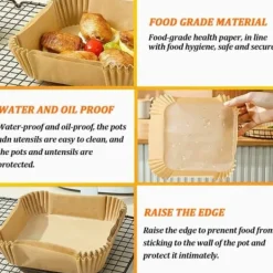 Bakning-STORPACK Fyrkantiga Air Fryer Papper 300-pack för Luftfritös 17cm