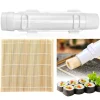 Sushimattor-Sushi Maker Set i Vitt med Bambumatta - Livsmedelssäker ABS+PP, Enkel Att Använda, Perfekt för Hemma och Picknick
