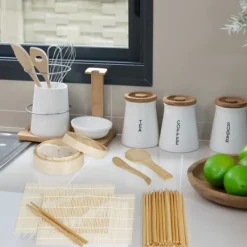 Sushi-tillverkningsset, Bambu, 23x23 cm, Natur