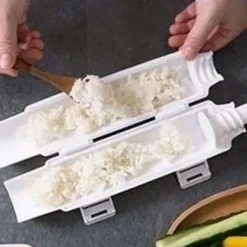 Sushimattor-Sushitillverkningsset, sushitillverkningsrulle, DIY-sushitillverkning, sushiverktyg för nybörjare för att göra sushi snabbt (vit)