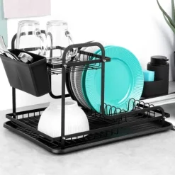 Diskställ & Torkställ-Svart diskställ med 2 nivåer RADKA 42,5x32x29 cm