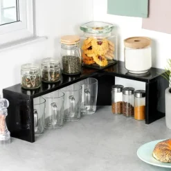 Köksorganiserare-Svart hörnhylla för kök 47x32x15,5 cm