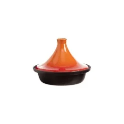 Kokkärl-Tajine - D 25 x H 18 cm - Gjutjärn - Svart och orange