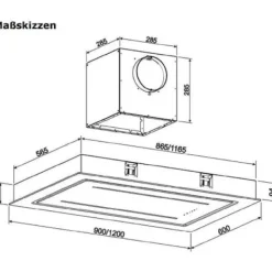 Takfläkt - GURARI - GCH C 343 120 BL PRIME - 120 cm - 1000 m³/h - Svart glas