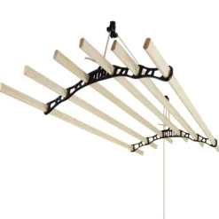 Takhängd Tvättställning - Svart - 1,8 m | Torkställning i Trä Torkhiss Takmonterad Snedtak Horisontellt Tak Hängande Modern Design Stilren Svart Beige | CDON