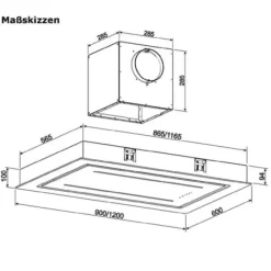 Takhuv GURARI GCH 341 120 BL PRIME, Inbyggd köksfläkt, Takfläkt 120 cm, 1000m³/h