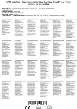 Ölkranar-Tappkran, Ölkran med flödesreglering, tappkran öl - krom, ganglangd:35 mm
