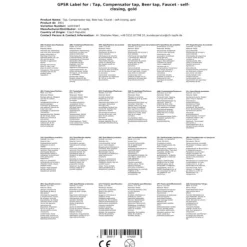 Ölkranar-Tappkran med flödesreglering, tappkran öl, guld, TOPP!, ganglangd:35 mm