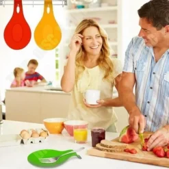 Skedhållare-TD® 3 st Stor luktfri högtemperatur silikonskedsmatta Slitstark och jordbeständig köksskedsmatta