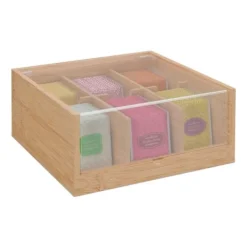 Förvaringsburkar-Teaskrin, 9,5x22x21,5 cm, Natur