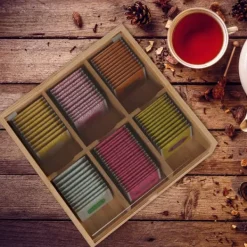 Förvaringsburkar-Teaskrin, 9,5x22x21,5 cm, Natur