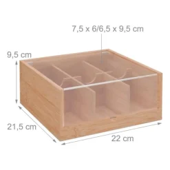 Förvaringsburkar-Teaskrin, 9,5x22x21,5 cm, Natur