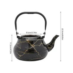 Kaffe- & Tekannor-Tekanna & Kaffekanna i Emalj - Päronformad Spiskanna - Kapacitet 2 L - Vintage Stil - För Gas-, El- och Keramikhäll - Svart