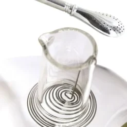 Tekanna av glas och bambu 1 L + sugrör i rostfritt stål med filter