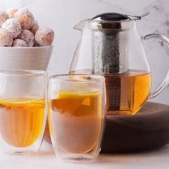 Tebryggare-Tekanna Glas 1300 ml – Värmebeständig Tebryggare med Rostfritt Filter