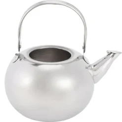 Tekanna i rostfritt stål i 304, platt botten, induktionskokare, vattenkokare, tekanna med filter, silver, 16 cm, 1,2 l