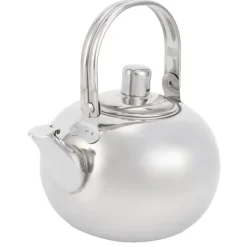 Tekanna i rostfritt stål med filter - 304 rostfritt stål, platt botten, kompatibel med induktionsspis, 14 cm diameter, 1L kapacitet (silver)