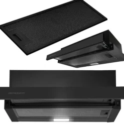 Köksfläktar-Teleskopisk köksfläkt 50cm svart BT-238