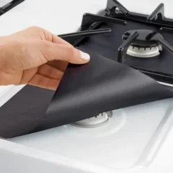 Gasbrännare-Återanvändbar gasspisskyddssats i glasfiber (6 st) - köksredskap (svart)