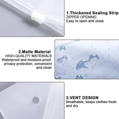 Återanvändbara blixtlåspåsar, 30 st vattentäta frostade plastpåsar, för kläder, underkläder, skor och andra accessoarer