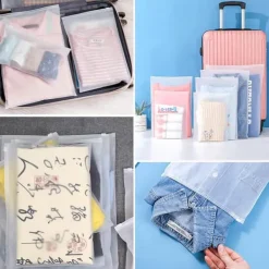 Återanvändbara blixtlåspåsar, 30 st vattentäta frostade plastpåsar, för kläder, underkläder, skor och andra accessoarer