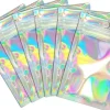 Återförslutningsbara aluminiumfoliepåsar (50 st), perfekta för festförvaring, holografiska färger, 7,5*12 cm