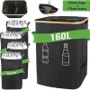 Källsorteringskärl-Återvinningsbehållare, 160L kapacitet, vattentåligt material,svart, 160L
