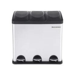 Källsorteringskärl-Återvinningsbehållare, 60.5x36.5x56.5 cm, Silver, Svart