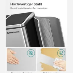 Källsorteringskärl-Återvinningsbehållare, 61x34x55,5 cm, Silver och Svart