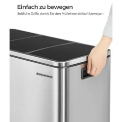 Källsorteringskärl-Återvinningsbehållare, 61x34x55,5 cm, Silver och Svart