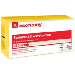 TG Ekonomiservett 33x33 cm, 2-lagers gul 250 stycken