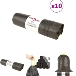 Soppåsar-The Living Store Avfallspåsar med dragsnöre 250 st svart 35 L - Soppåsar