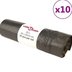 Soppåsar-The Living Store Avfallspåsar med dragsnöre 250 st svart 35 L - Soppåsar