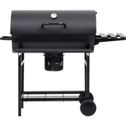 Grillar-The Living Store Grilltunna med hjul och bord svart stål 115x85x95 cm - Utomhusgrillar