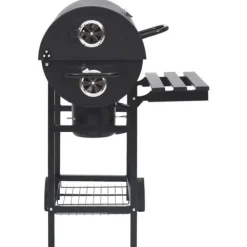 Grillar-The Living Store Grilltunna med hjul och bord svart stål 115x85x95 cm - Utomhusgrillar