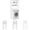 Tvättmaskiner-The Living Store Hylla för tvättmaskin med 3 hyllplan silver 69x28x169 cm - Handdukshängare