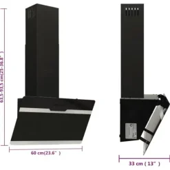 The Living Store Köksfläkt 60 cm stål och härdat glas svart - Köksfläktar