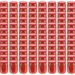 The Living Store Syltburkar i glas med röda lock 96 st 230 ml - Honungsburkar