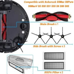 Dammsugartillbehör-Tillbehör Xiaomi Roborock S5 Max/S50/S51/S55/S5/S60/S65/S6/S6 Pure/S6 MAXV 8 delar