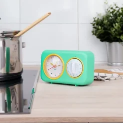 Äggklockor-Timer - Fisura - Retro grön kökstimer. Multifunktionell timer med klocka och alarmfunktion. Pomodoro-timer.