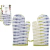 Grytlappar & Grillvantar-Tjocka kökshandskar i textil, par NICOLE, 100 % bomull, art. 52359, mönster, 8 färger, grön, vit, blå