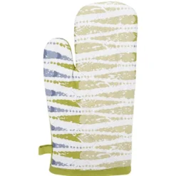 Grytlappar & Grillvantar-Tjocka kökshandskar i textil, par NICOLE, 100 % bomull, art. 52359, mönster, 8 färger, grön, vit, blå